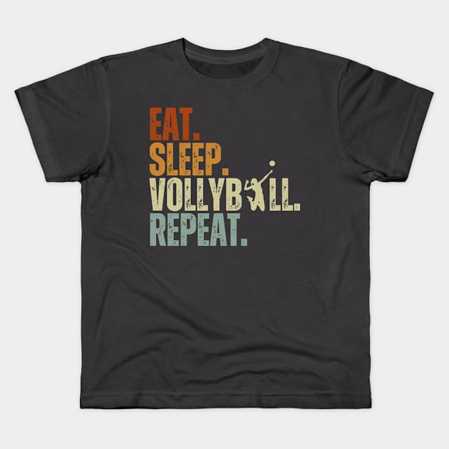 Eat Sleep Volleyball Repeat Kids Adult Women Retro Vintage Kids T-Shirt by Just Me Store